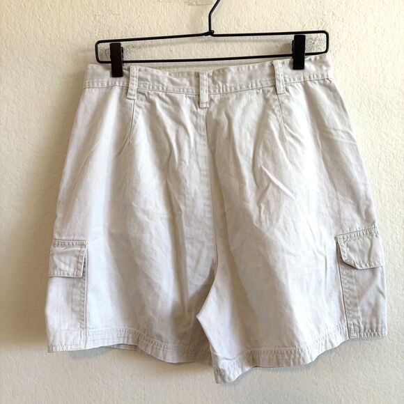 BILL BLASS Vintage 90s Khaki Chino High Rise Cargo Shorts Womens 12 Petite - Picture 2 of 6